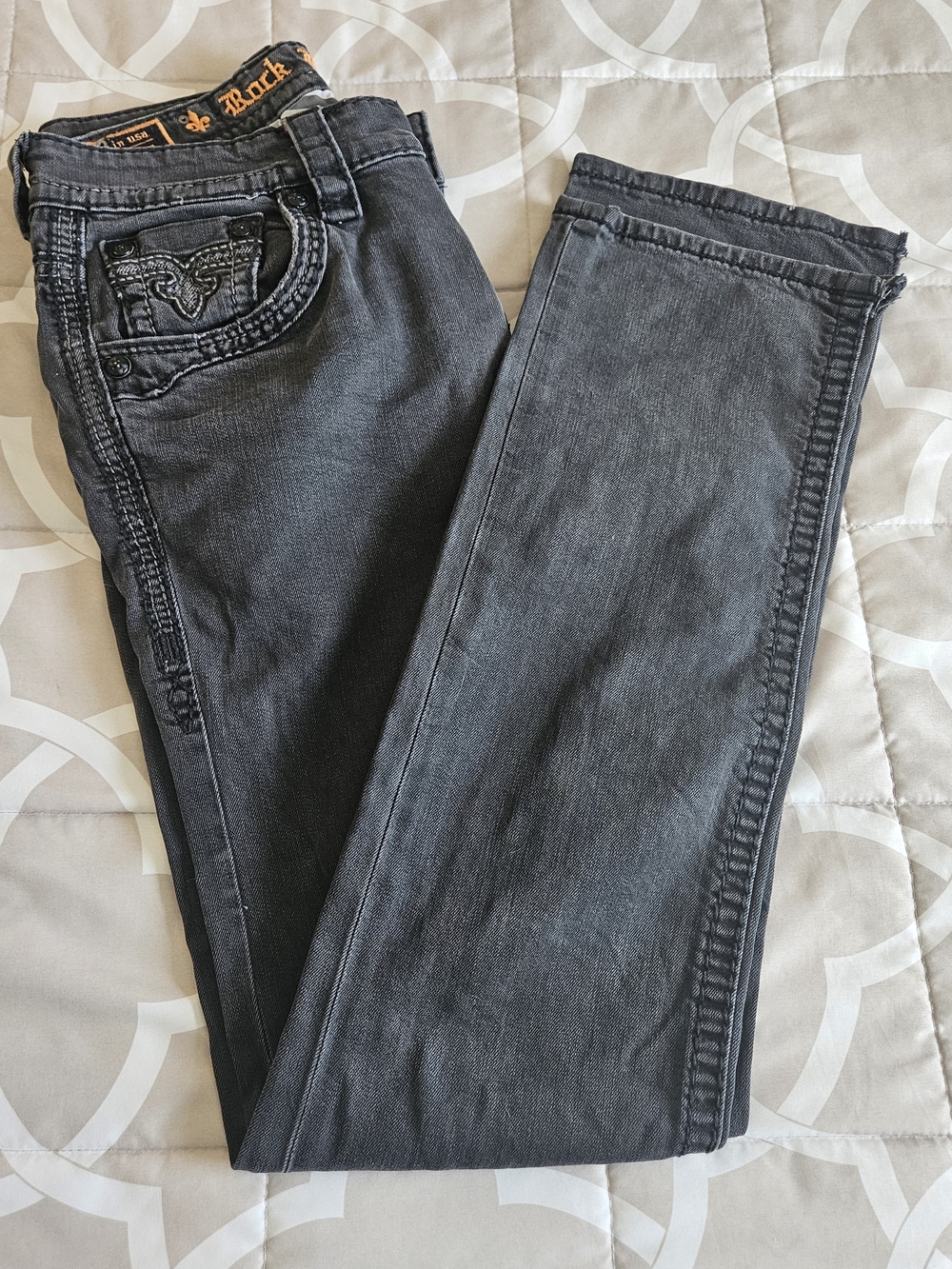 Rock Revival Men's Sayer Black Straight Leg Jeans